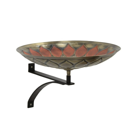 Achla African Sunflower Red Birdbath With Wall Mount Bracket