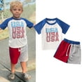 thumbnail image 2 of Icvfdpl Baby Boys Clothes Set Girls Short Sleeve Independence Day Letter Prints T Shirt Tops Patchwork Shorts Lovely Outwear 2-3 Years, 2 of 7