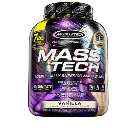 - Mass Tech Mass Gainer Protein Powder, Build Muscle Size & Strength with High-Density Clean Calories, Vanilla, 7lbs (3.2kg)