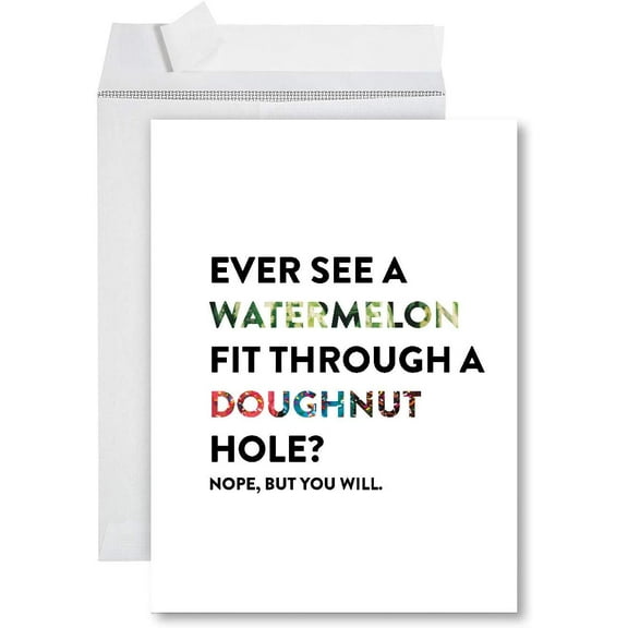 Koyal Wholesale Funny Jumbo Baby Shower Card With Envelope 8.5 x 11 inch, Watermelon Fit Through Doughnut Hole