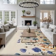 thumbnail image 3 of 5'x7' Area Rugs, Blue Teal Spring Floral Indoor Outdoor Area Rug for Living Room Bedroom, Watercolor Botanical Summer Flowers Washable Bathroom Rugs Kitchen Floor Carpet Mats Home Decor Aesthetic, 3 of 8