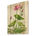 thumbnail image 2 of Designart 'Pink Vintage Lotuses In The Pond VII' Traditional Print on Natural Pine Wood, 2 of 5