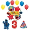 Cookie Monster Sesame Street Elmo 3rd Happy Birthday Party Supplies and Balloon Bouquet Decorations