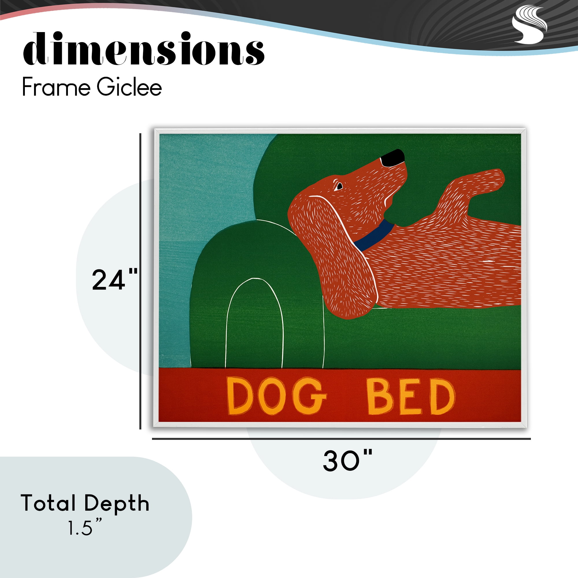 Dog Bed Couch White Framed Giclee Art, design by Stephen Huneck