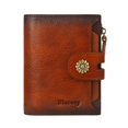 thumbnail image 1 of Billetera Blucoay bifold con bloqueo RFID, cuero marrón, compacta, 1 of 9