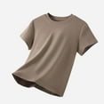 thumbnail image 6 of Womens T-shirts Short Sleeved Round Neck Solid Color Shoulder T-shirt Coffee XXL, 6 of 6