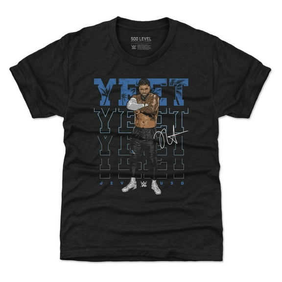 Youth 500 Level Heather Black Jey Uso Yeet Tri-Blend T-Shirt