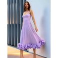 thumbnail image 4 of Womens Fashion Spaghetti Strap Flowy A-Line Dress with 3D Floral Appliques Party Maxi Gown Violet L, 4 of 9