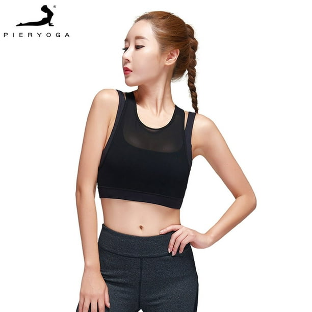 Pieryoga Women Hollow Back Design Fitness Yoga Sports Bra Shake-proof  Underwear Push Up Seamless Fitness Bra