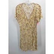Pre-Owned GILI Yellow Size XL Floral Knee Length Short Sleeve Dress