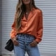 thumbnail image 5 of Blusa De Manga Larga, Dobladillo Irregular, Cuello De Solapa De Un Solo Pecho, Blusa De Manga Larga De Moda, Color Puro Para Cumpleaños ANGGREK Otros, 5 of 6