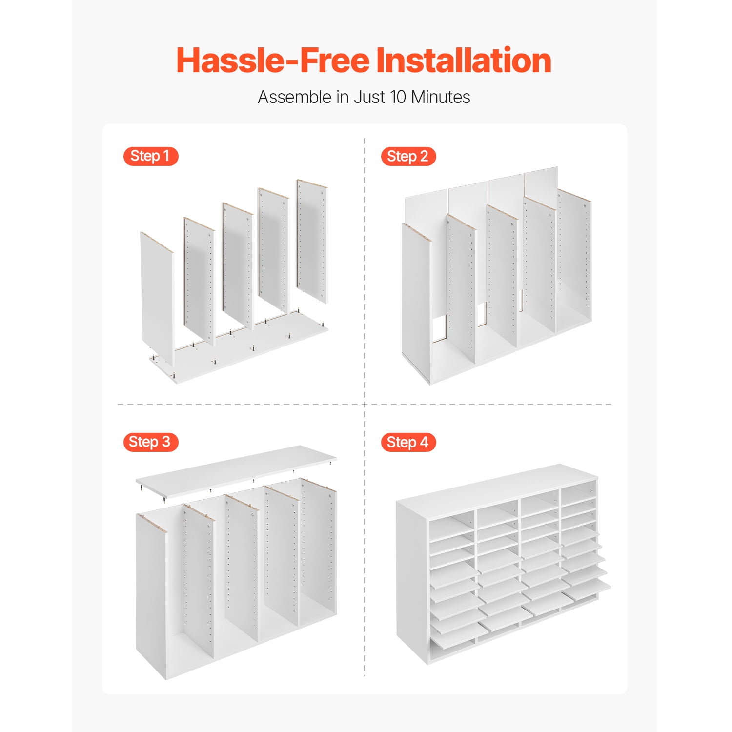 KFFKFF Document Divider, 36 Sections Office Postbox with Modifiable Racks, Timber Post Sorter Medium Density Fiberboard for Office, Home, Classroom Storage of Files, Documents, Papers, in White