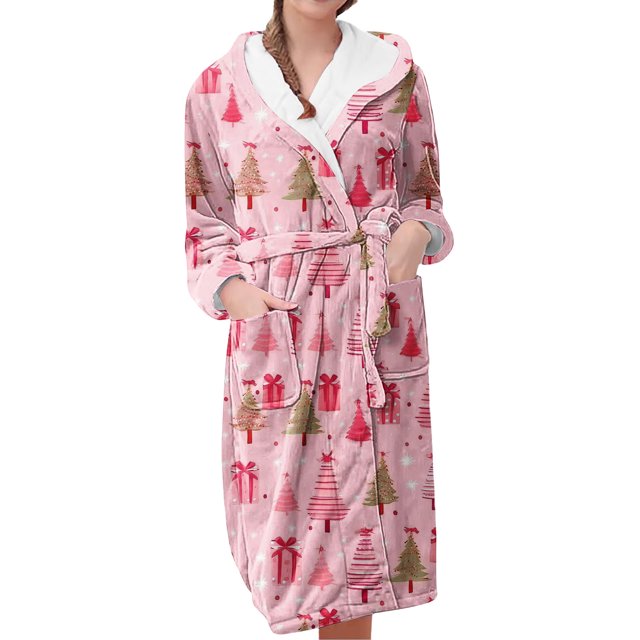 Peignoirs pour Femmes Peignoir Long Chaud Tendance à Manches Longues d'Hiver Pyjama Robe de Nuit
