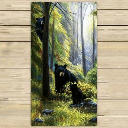 Gckg Black Bear Family In The Forest Hand Towel Spa Beach Bath Gckg Black Bear Family In The Forest Hand Towel Spa Beach Bath Towels Bathroom Body Shower Wrap Size 30x56 Inches