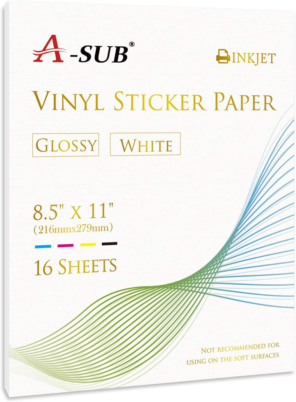 Waterproof Decal Paper for Inkjet Printer Glossy White 50 Self-Adhesive Sheets Printable Vinyl Sticker Paper Standard Letter Size 8.5x11