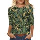 thumbnail image 1 of Tops de Manga Larga de Mujer 3/4 Manga Flores Impresas Cuello Redondo Blusa Casual Estiramiento Suave, 1 of 5