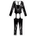 thumbnail image 4 of XUNZOO Combinaison Sans Manches en PVC Wetlook pour Femmes, Combinaison Intégrale Ajourée, Boîte de Nuit 3 Noir G, 4 of 7