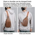 thumbnail image 6 of Djiypn Crossbody Sling Bag Men Women, Small PU Leather Casual Shoulder Backpack, Chest Daypack Satchel for Outdoor Hiking Travel, Khaki, 6 of 8