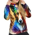 thumbnail image 5 of Yiaed Colorful Art Dog Print Womens Casual Hoodies Crew Neck Long Sleeve Sweatshirts With Pocket Pullover Tops Women's Hooded Sweatshirt-X-Large, 5 of 5