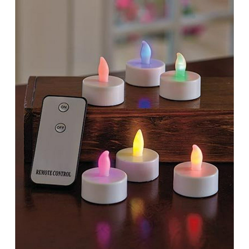 Sets of 6 Remote Control Tea Light Candles ColorChanging