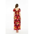 thumbnail image 3 of Robe Maxi Hawaïenne à Manches à Volants pour Femmes Rouge Coucher de Soleil, 3 of 5