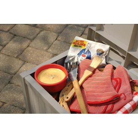 Suncast 22 Gallon Yard and Garden Stay Dry Resin Deck Box, Light Taupe | SS900