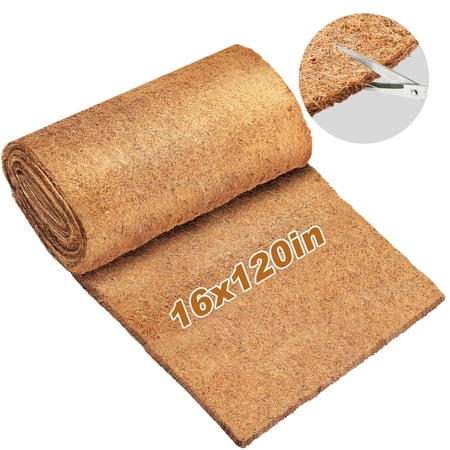 cyrico Coco Liner Roll, 16 x 120 Inch Thick Natural Coconut Liners for Planters Window Box Flower Basket Garden Decoration, Coco Fiber Mat for Pet Pad, Reptile Carpet, Snow Mat, DIY Moss Pole