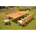 thumbnail image 4 of Grade-A Teak Dining Set: 12 Seater 13 Pc: 122" Atnas Double Extension Rectangle Table And 12 Wave Stacking Arm Chairs Outdoor WholesaleTeak #WMDSWV16, 4 of 4