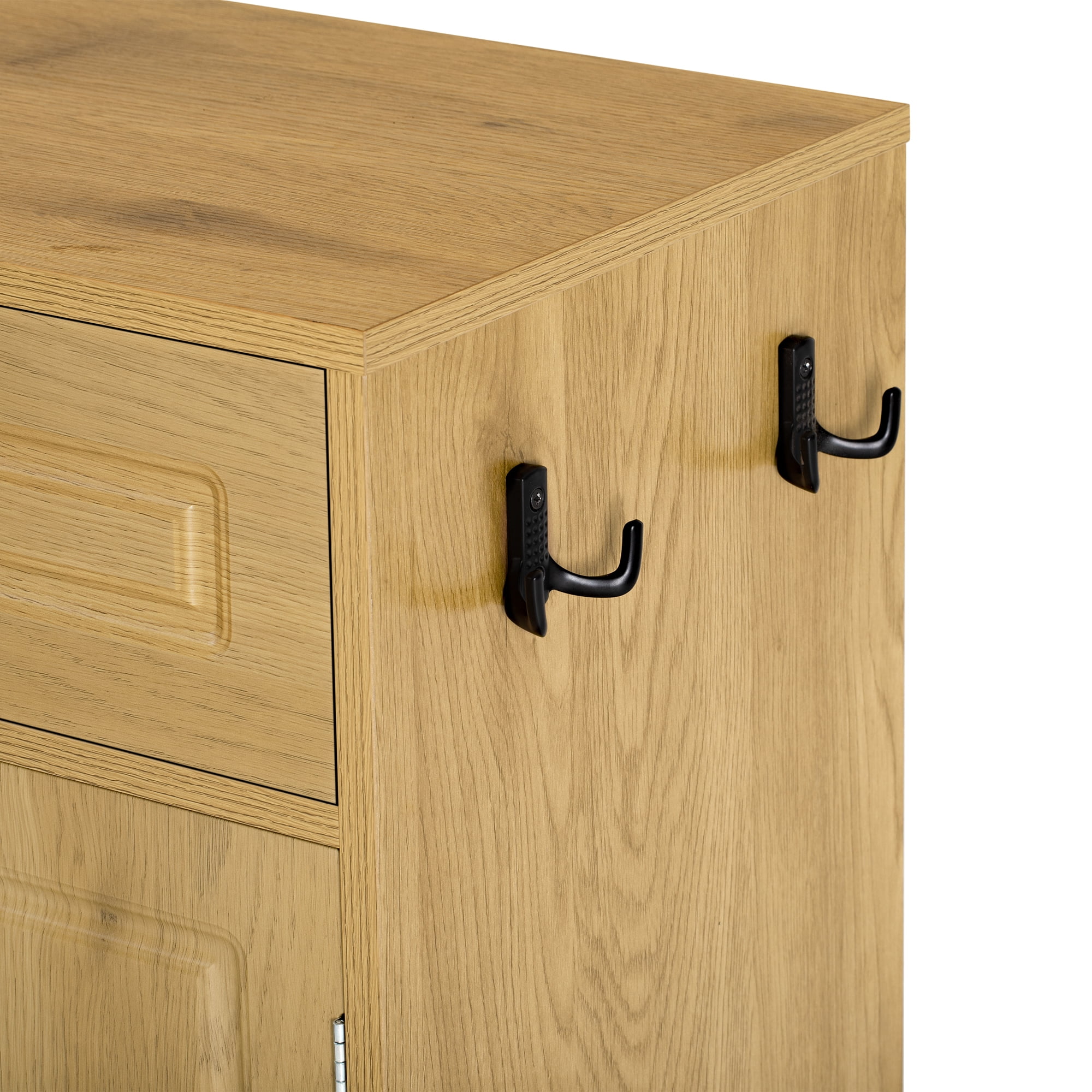 Euroco 59" Large Sideboard Buffet Cabinet with Storage, Farmhouse Multi-Functional Kitchen Storage Cabinet with 3 Drawers,Adjustable Shelf & Side Hook for Kitchen,Living Room,Natural