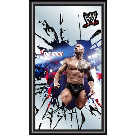 WWE The Rock Framed Logo Bar Mirror