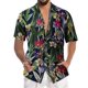 thumbnail image 1 of Camisas Manga Larga Hombre Top de camisa de manga corta con solapa y hebilla de impresión digital 3D de y ocio para hombre (Green, XL), 1 of 7