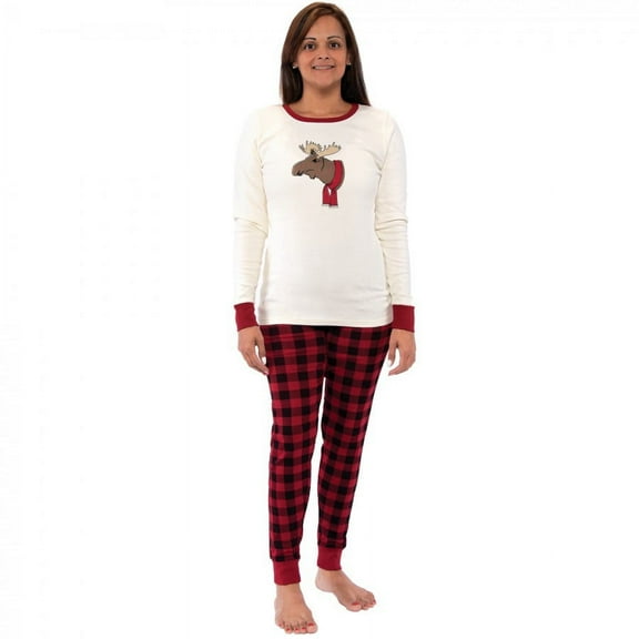Touched by Nature Womens Unisex Holiday Pajamas, Moose, X-Small
