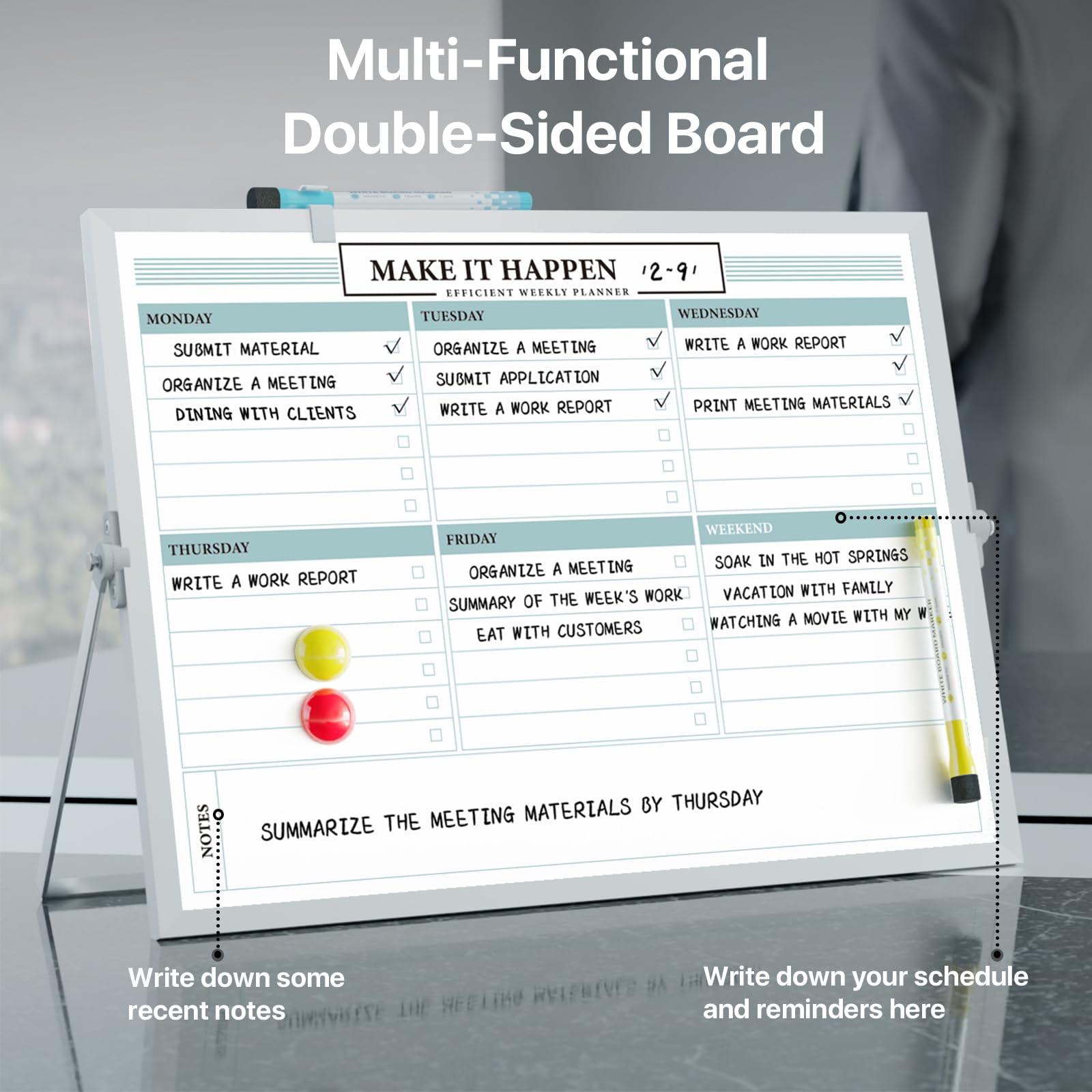 Marsrock Sale 16"×12"Green Desktop Double-Sided Dry Erase Whiteboard with Stand,Great for Home,School& Planning Board