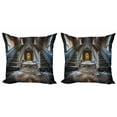 thumbnail image 1 of Ambesonne Vintage Throw Pillow Cover 2 Pack, Abandoned Opera House, 24", Brown Beige, 1 of 2