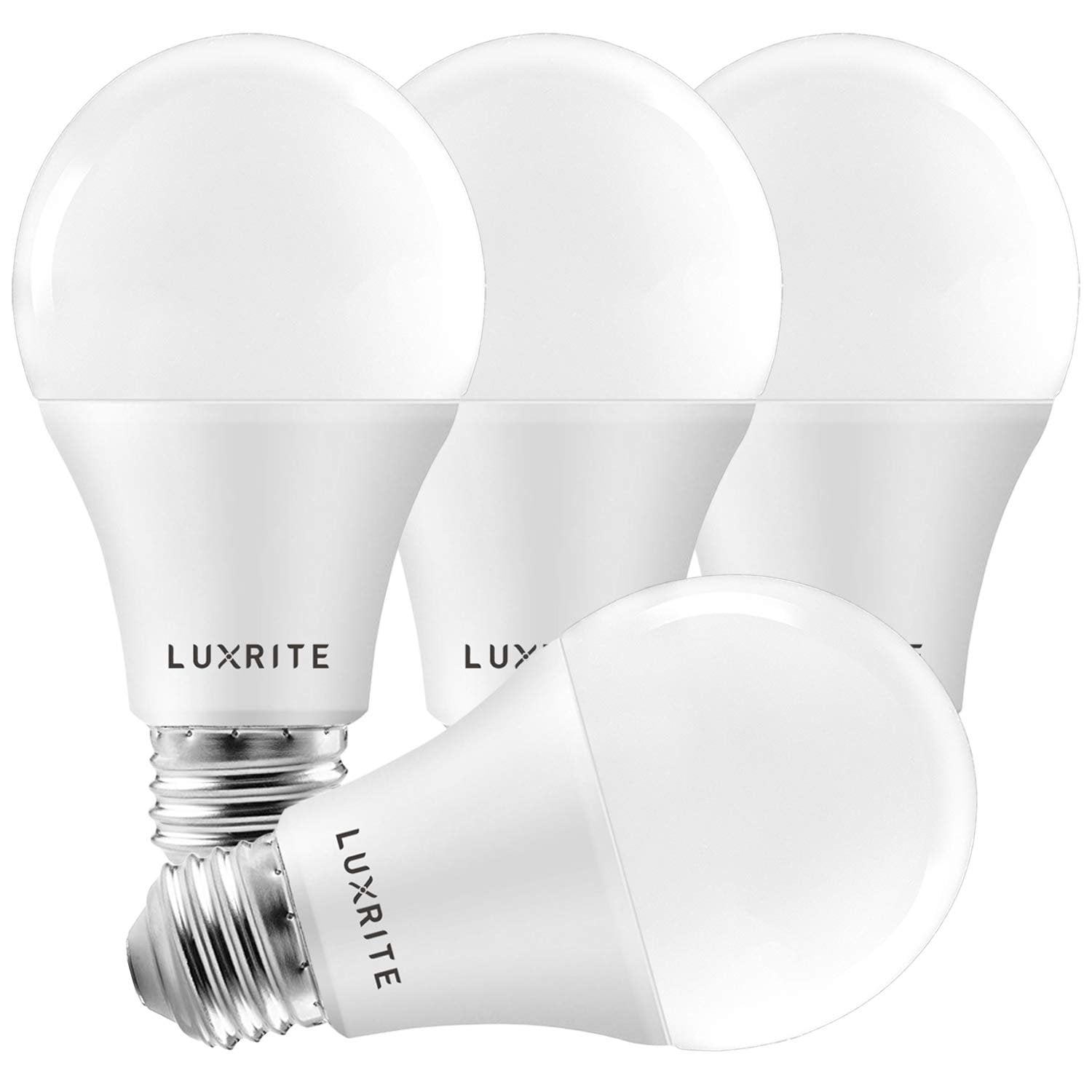 Damp Rated 4000K Cool White Luxrite A19 LED GU24 Light Bulb UL Listed 800 Lumens Dimmable Twist Lock Light Bulbs 16 Pack 60W Equivalent GU24 Base Enclosed Fixture Rated