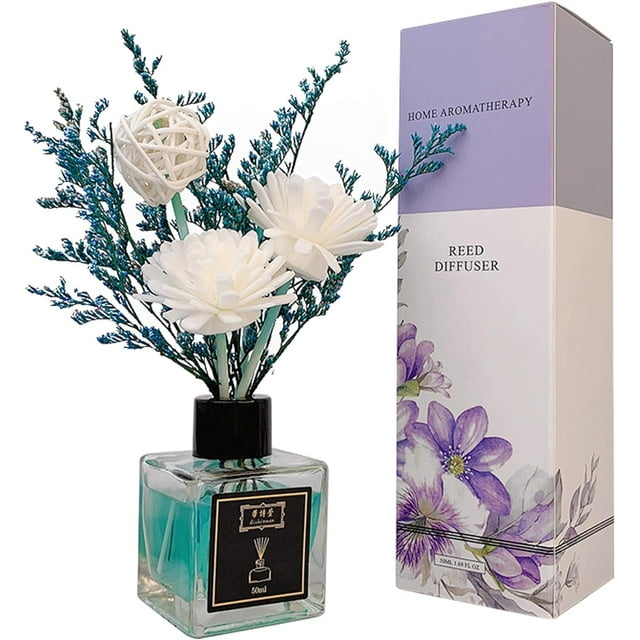 Lavender Reed Diffuser 50mL/1.7 oz - Essential Oil Diffuser for Home, Room, Bathroom & Christmas Decor | Elegant Home Decor Oil Diffuser for Soothing Relaxing Aroma