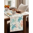 thumbnail image 3 of Summer Sea Turtle Starfish Coral Table Runner 13x90in Non-Slip Cotton Linen Table Runners, Ocean Creature Retro Letter Dresser Scarves TableRunner for Dinner Kitchen Dining Wedding Party, 3 of 9