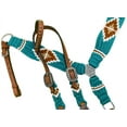 thumbnail image 2 of Showman Pony Teal, White & Brown Corded Single Ear Headstall & Breast Collar Set, 2 of 3