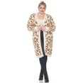 thumbnail image 2 of White Mark Women's Long Sleeve Leopard Sherpa Cardigan, 2 of 5