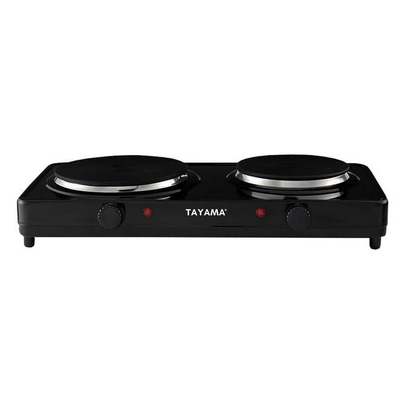 Tayama Dual Burner Diecast Hot Plate with Temperature Controls, Black