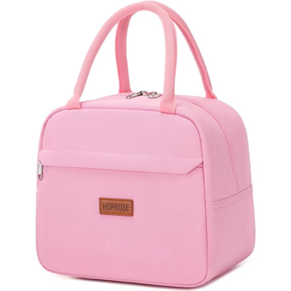 Insulated Lunch Bag for Women Men Adults Lunch Tote with Front Pocket Lunch Box Container Cooler Bag for Work Picnic (Pink)