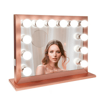 Impressions Vanity Starlight Plus LED Makeup Mirror with 12 LED Lights, Tabletop or Wall Mounted (Rose Gold)