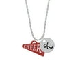 thumbnail image 2 of Delight Jewelry Acrylic 1.25" Maroon Cheer Megaphone Silvertone Script Initial Disc - K - Charm Necklace, 20"+3", 2 of 4