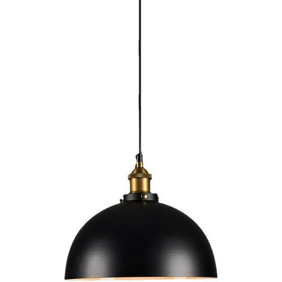 Black Dome Semicircle Metal Pendant Light for Kitchen Island, Retro Industrial Style Pendant Lamp, Vintage Rustic Pendant Light Fixture, Farmhouse Pendant Lighting for Dining Room Garage