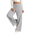 thumbnail image 5 of Baggy Sweatpants Women Double High Waisted Drawstring Comfy Wide Leg Sweatpants Fall Sweat Pants Summer Trousers Light Gray L, 5 of 5