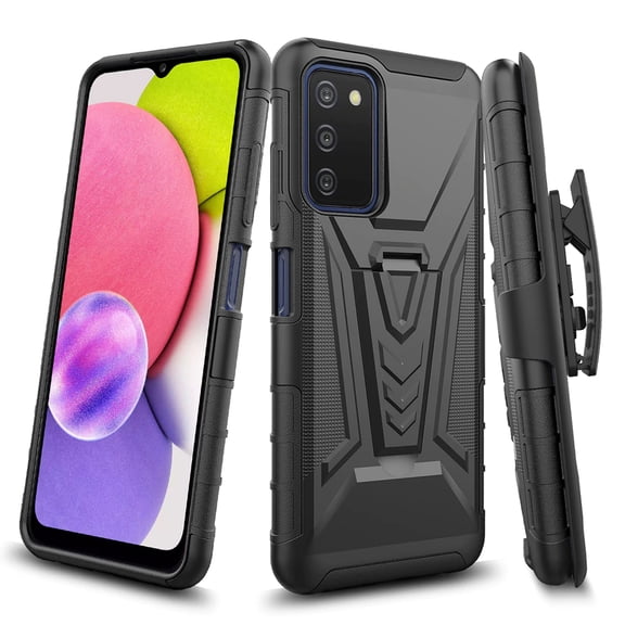 Compatible for Samsung Galaxy A33 5G Case with Holster Belt Clip Hybrid Shockproof Protective Phone Cover with Kickstand - Black