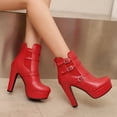 thumbnail image 2 of High Heel Platform Boots for Women Elastic Ankle Boots Zip up Fall Winter Dressy Pumps Booties, 2 of 5