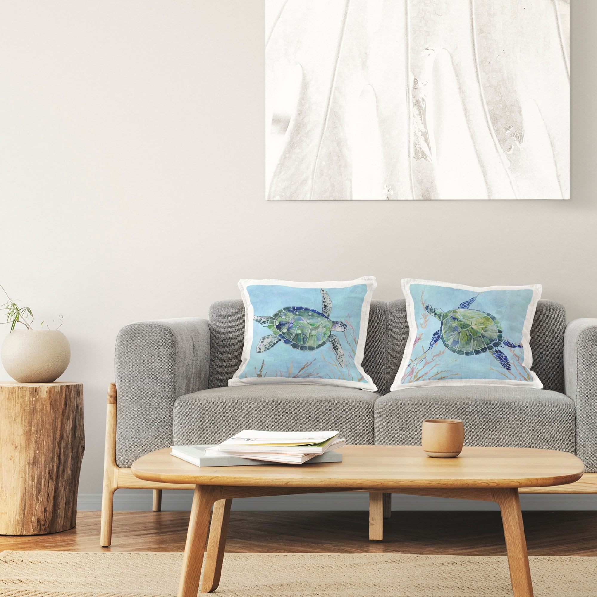 Stupell Industries Abstract Ocean Deep Turtles Marine Coastal Blue, 18 x 7 x 18, Decorative Pillows, (Set of 2)