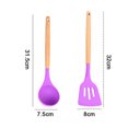 thumbnail image 2 of BPA Free Non-Stick Silicone Cooking Kitchen Utensils with Wooden Handle,Heat Resistant Kitchen GadgetsLavender Purple + Lavender Purple, 2 of 5
