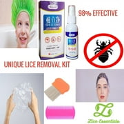 Head Lice Removal Kit - Comb & Head Cap Combo 4 pc. Kit – Get Rid of Lice Fast – Safe, All-Natural – 60 Min. Sesion is 98% Effective